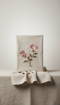 Embroidered Blush Rose Linen