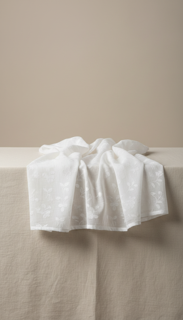 Dew White Cotton Lawn With Subtle Motifs