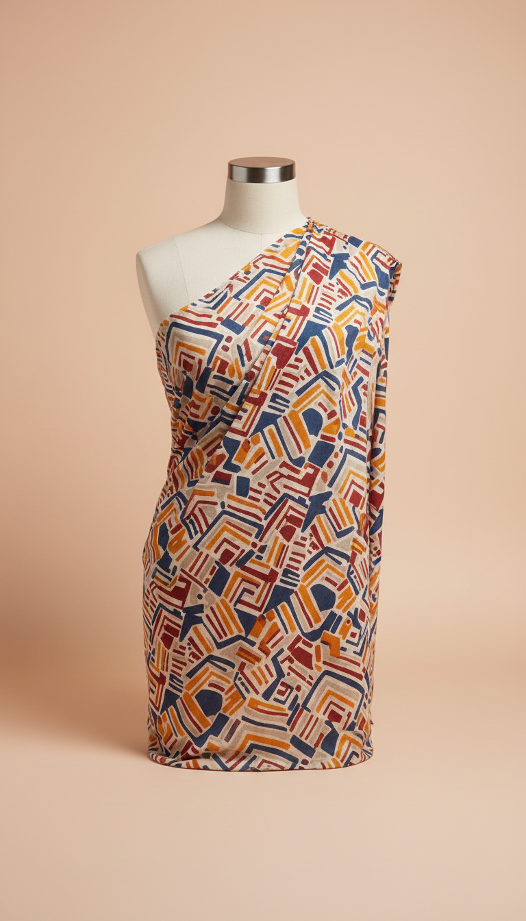 Cotton Lawn Indigo Slate Geometric