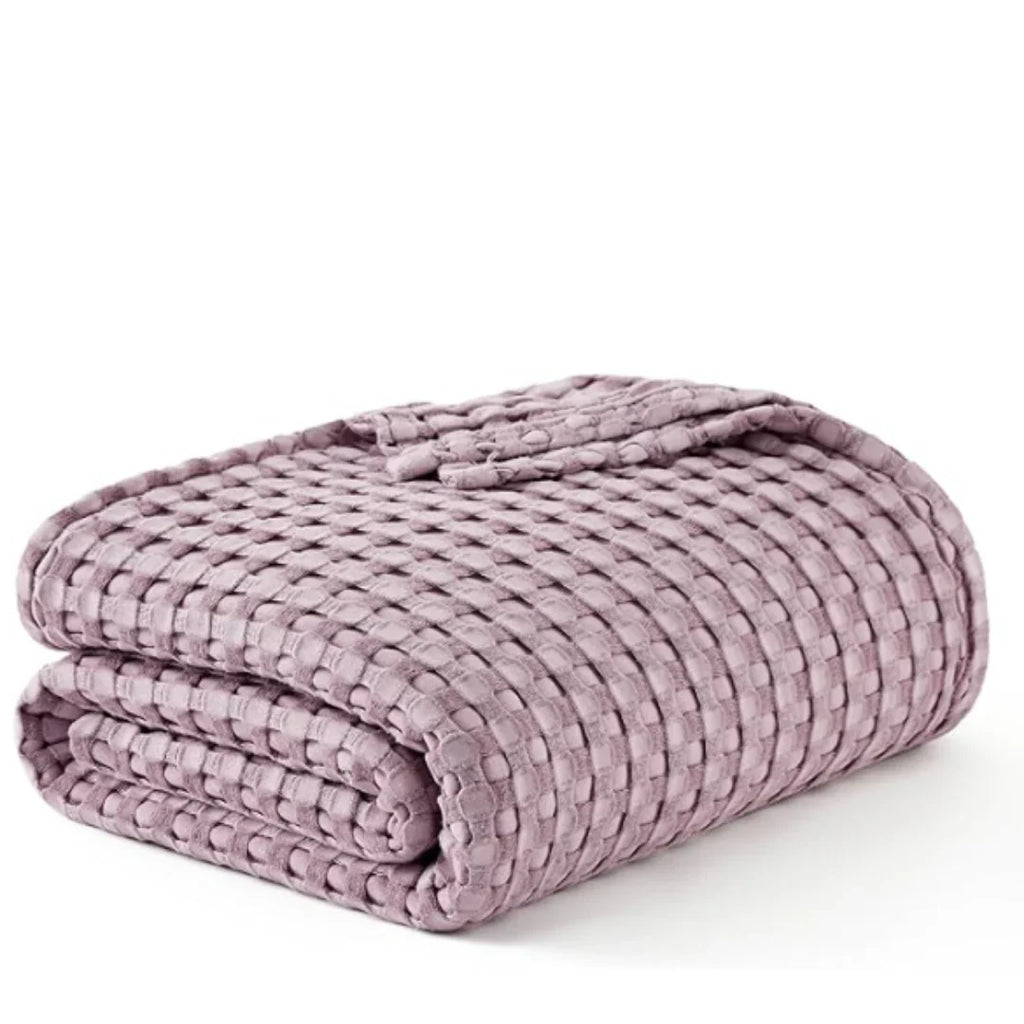Cotton Waffle King Size Blanket Summer Blanket Bamboo for Luxury Throws