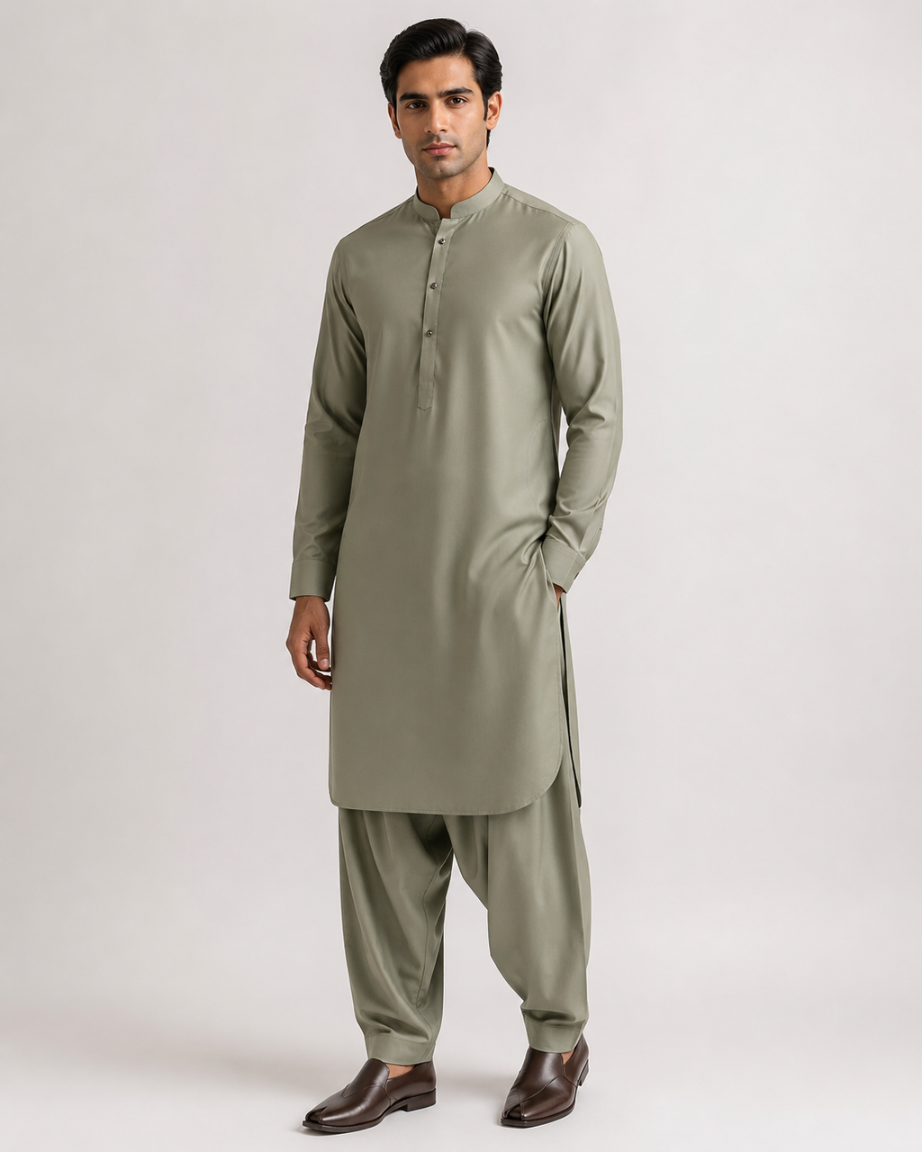 ARMY GREEN Boski Unstitched Suit for Men