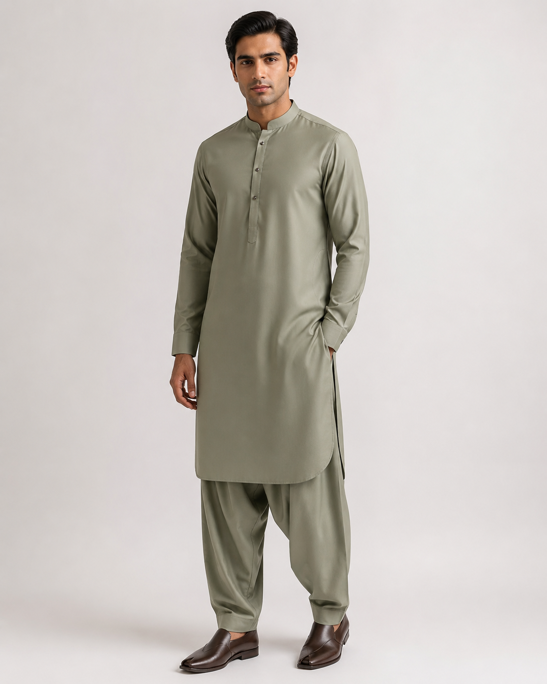 ARMY GREEN Boski Unstitched Suit for Men