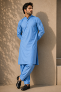 SKY BLUE Boski Unstitched Suit for Men