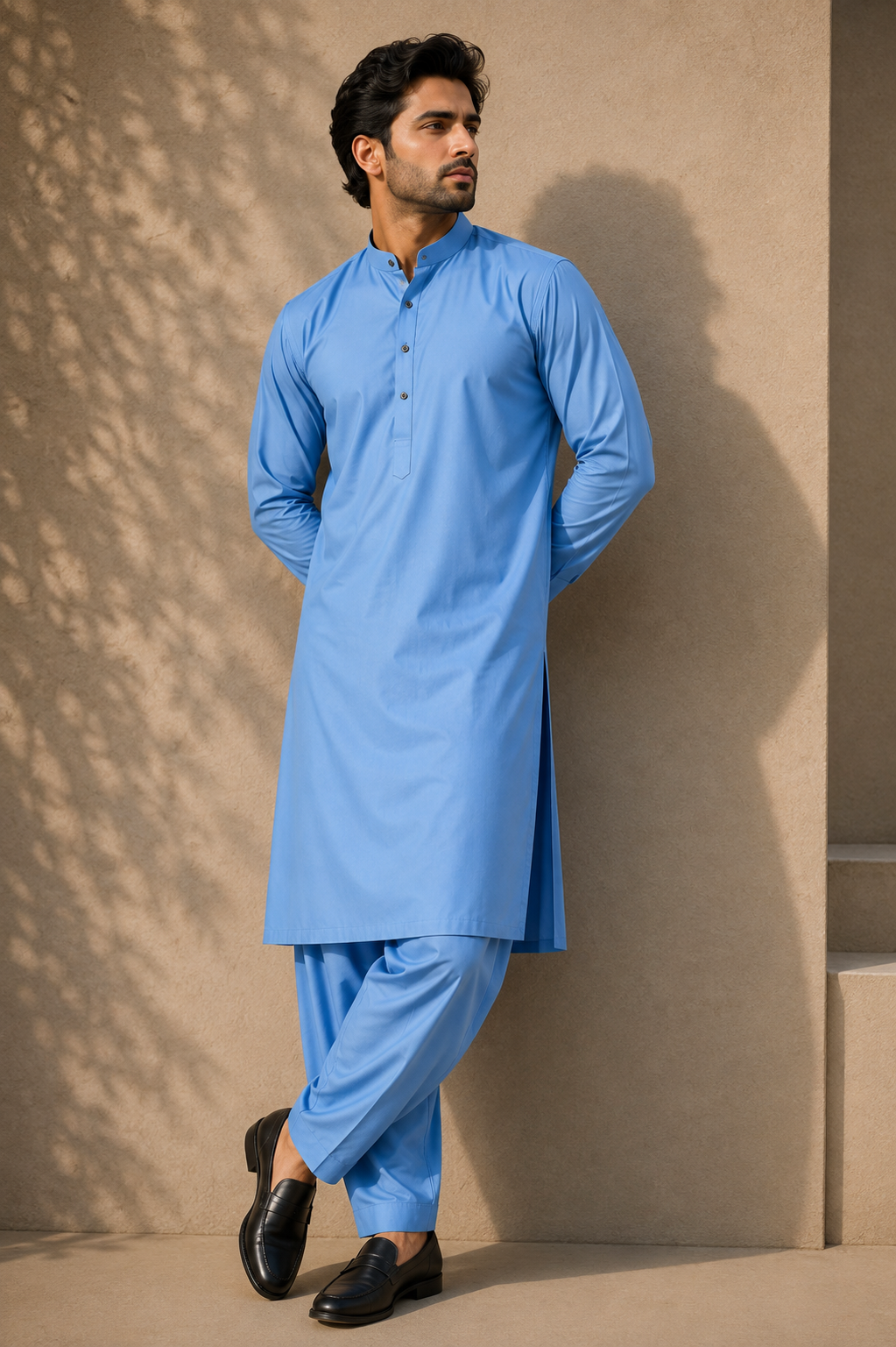 SKY BLUE Boski Unstitched Suit for Men